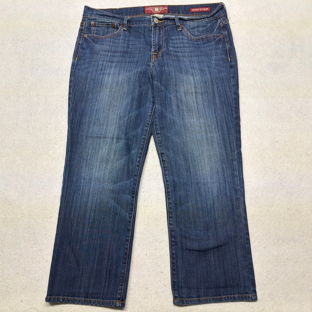Lucky Brand Sweet N Crop Jeans Capri Mid Rise Stretch Denim Blue Womens 12